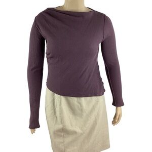 We The Free Ribbed Long Sleeve Top Vintage Wine Red XL